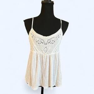 White cami top vintage Y2K babydoll top Size Small